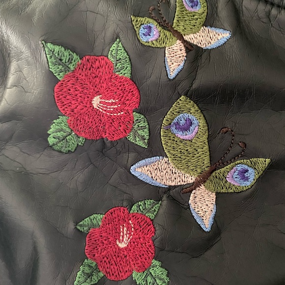 2/$25 Embroidered leather jacket🦋🌺 - Picture 2 of 7